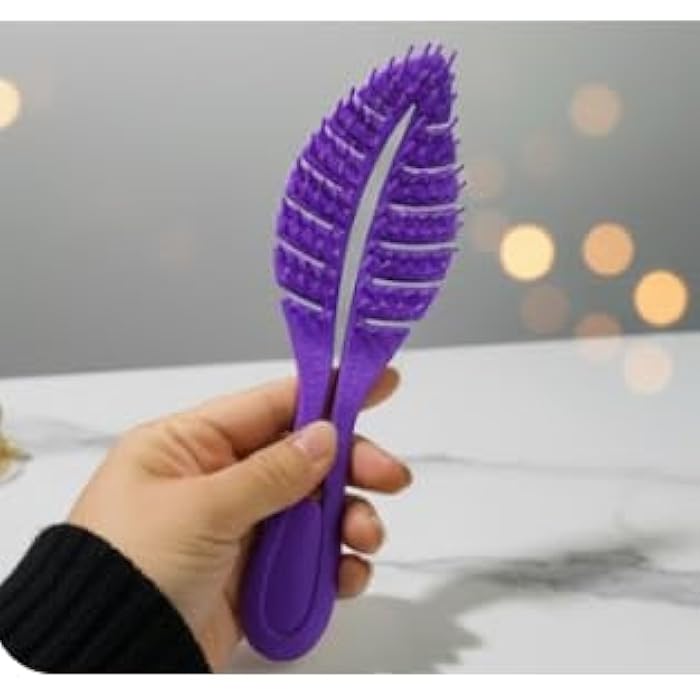 Hair Brush, Detangling Brush, Feather Shape Design Multi Color Lightweight Easy to Carry - Image 1
